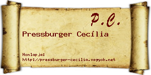 Pressburger Cecília névjegykártya